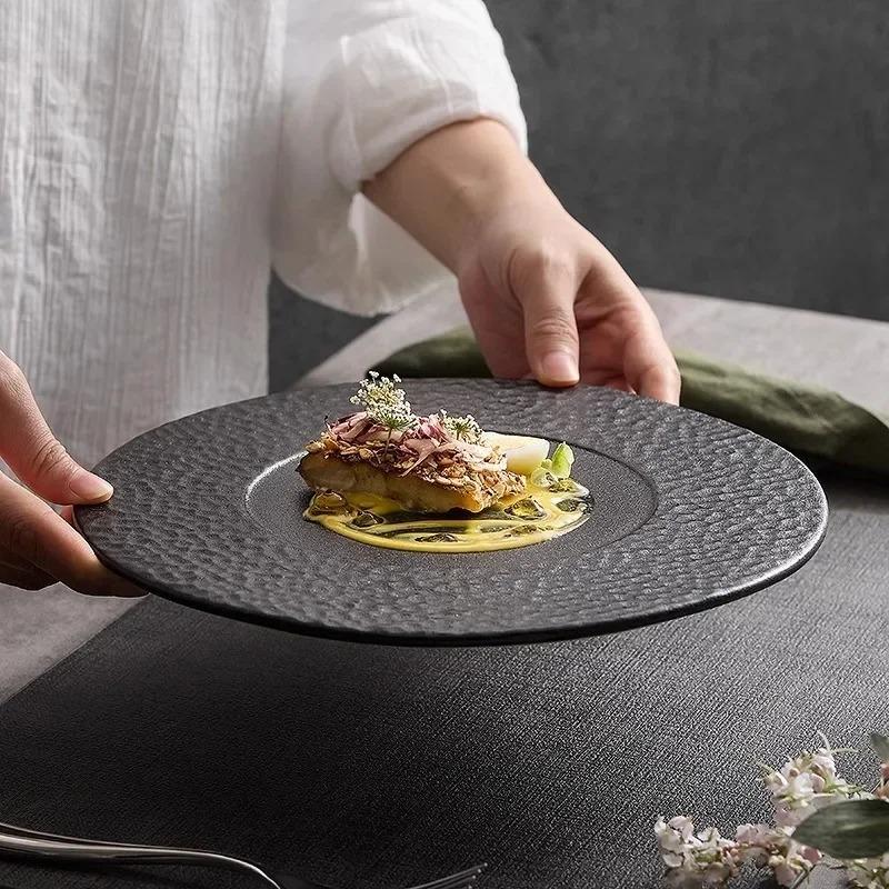 Matte Ceramic Flat Plate Serving Plate Steak Plate Pasta Dish Dessert Dish Sushi Dish Molecular Cuisine Restaurant Tableware