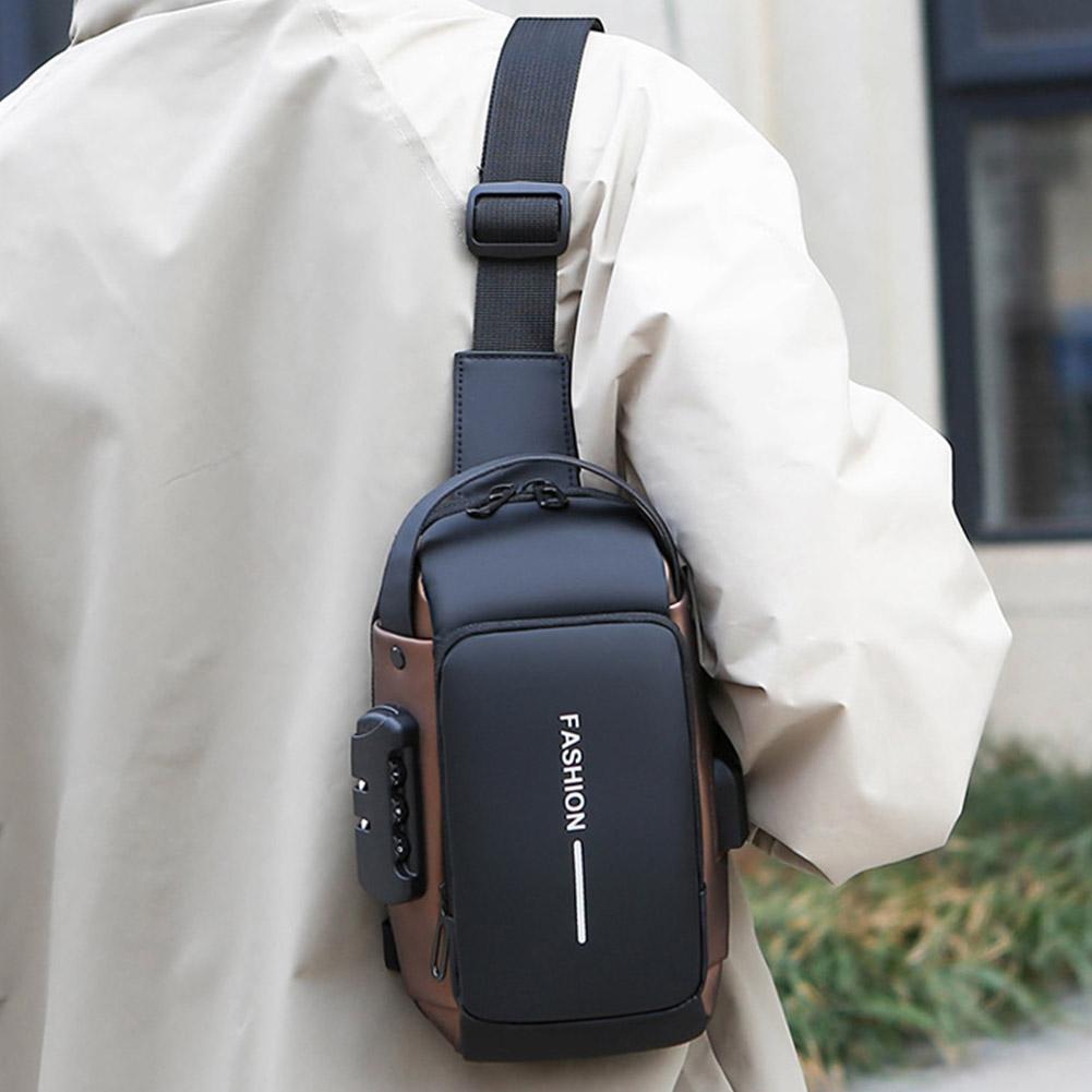 Men's Anti-theft Password Lock Chest Bag Adjustable Shoulder Strap, Crossbody And Single Shoulder Bag Casual Street Style