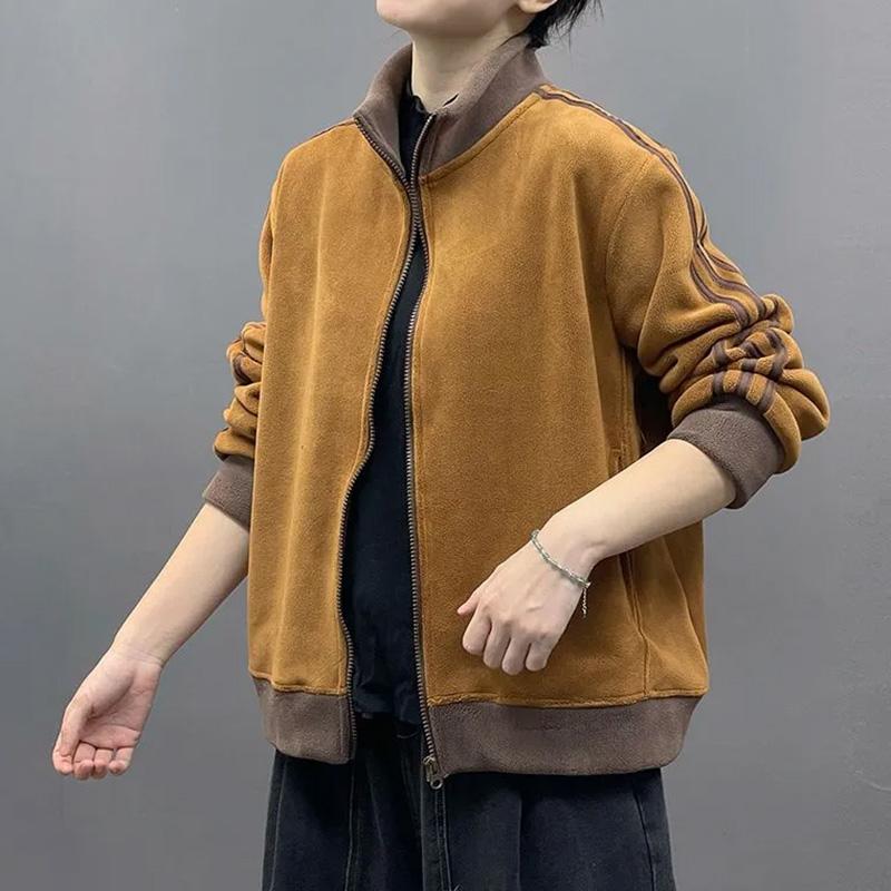 Kabát pro ženy Bavlna Podzim Zima Zesílený Ležérní Nadměrný Oboustranný Kardigan Bunda na zip