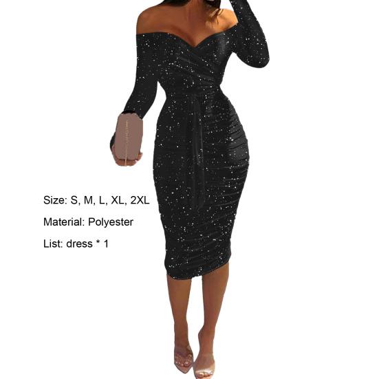 Damenkleid Kontrastfarben Schulterfrei V-Ausschnitt Slim Fit Frühling Etuikleid