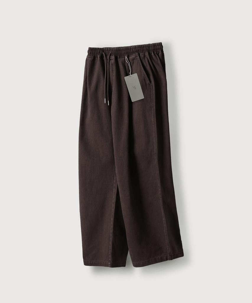 MOOD INSIDE Pig-Dyed Single-Pleat Cotton Wide Pants_Purple