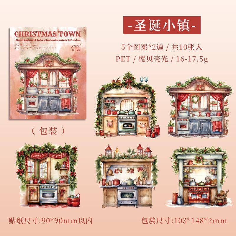 10 pcs Vintage Window PET Stickers pack Creativity Adhesive Diy Hand Account Diary Album Scrapbooking material Craft Supplies