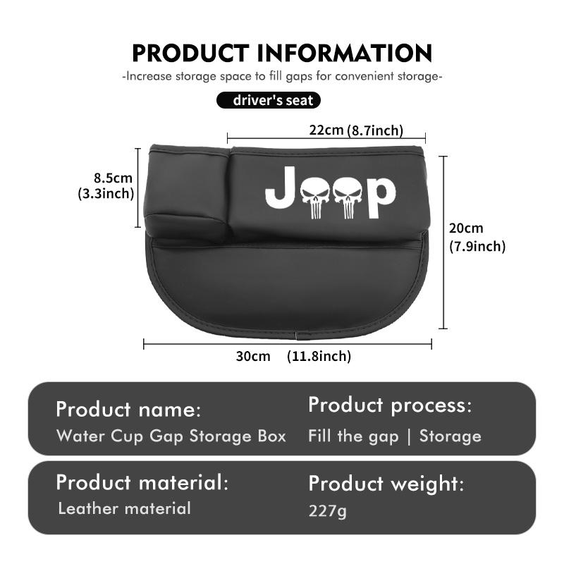 For Jeep Car Seat Gap Storage Box Leather Organizer with Cup Holder Compass Renegade Cherokee Wrangler JK Patriot Liberty