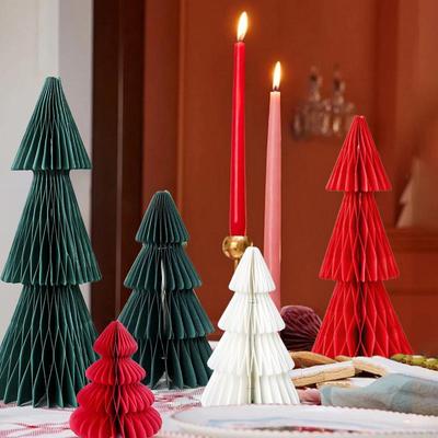 Origami Honeycomb Christmas Tree Tabletop Ornament for Home and Party Decor