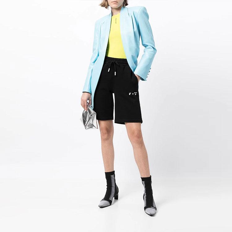 Off-White Logo Print Sports Shorts Loose Fit Women shorts Black OWCI001F21JER00110011001