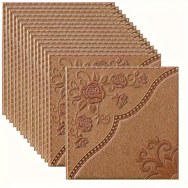 3D Floral Pattern Wall Tile Stickers, Self-Adhesive Ceiling Stickers, Easy to Apply and Remove,  for Kitchen Living Room Bathroom Hallway