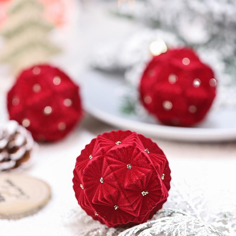 12 Pieces/set, Christmas Decorations, Colored Diamonds, Flocking, Christmas Ball Gift Package, Christmas Tree Pendant, Holiday Decorations