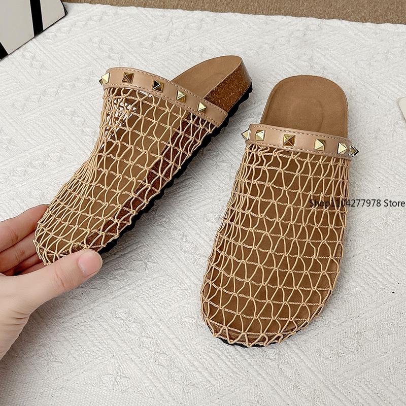 Fashion Women Slippers 2025 Women Summer New Round Head Slippers Water Diamond Flat Home Anti-skid Sandals Slides Women Zapatos De Mujer