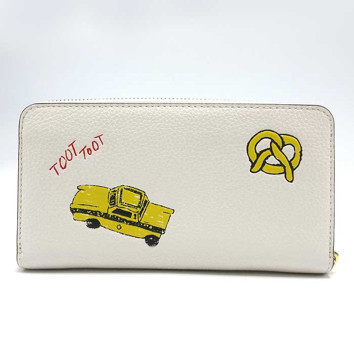 Coach Long Zip-around Wallet Leather Sketch Print Strap CAX11 IMCAH (chalk Multi) Outlet Ladies Free Shipping.