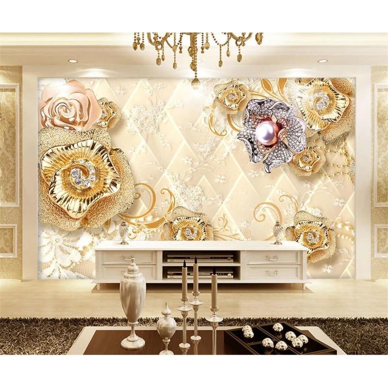 Modische, exquisite Schmuck-Tapete mit Blumenmotiv, luxuriöse Soft-Pack-Tapete mit Blumenmotiv, für Wohnzimmer, Schlafzimmer, Heimdekoration