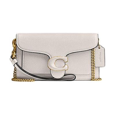 Tabby 18 Druckknopfverschluss abnehmbarer Handgelenkriemen Rindsleder Handgelenktasche Schulter Crossbody-Tasche Damen Weiß