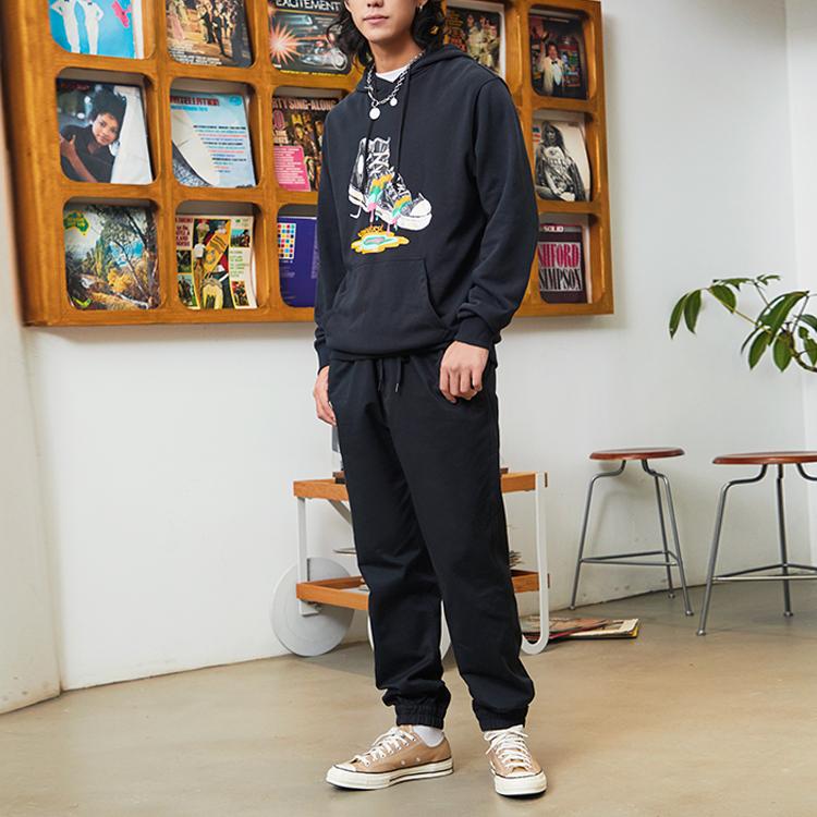 Converse Sweatshirts Unisex Black Hooded Thickened Regular 10022937-A02