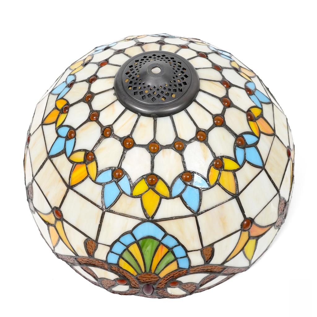 16-Inch Vintage Colored Glass Lampshade, Baroque Style, for Table Lamps, Chandeliers, Floor Lamps, Replacement Shade Only