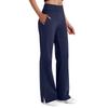 Ladies' Loose Comfortable Casual Fashionable High Waisted Solid Color Pocket Forked Pants