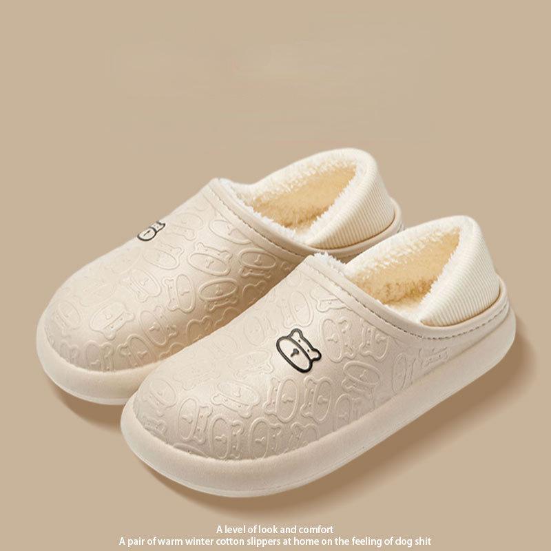 Little Bear Cotton Slippers New Popular Women's Indoor Plush Cute Thick Sole Waterproof and Anti Slip Plush Slippers