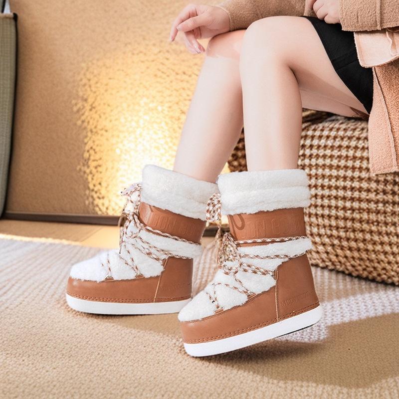 

Чоботи-місяцеходи Mao Mao Жіночі 2025 Зимові Нові На товстій підошві Теплі Бавовняні Черевики Місяць Великі Довгі Бавовняні Чоботи 37