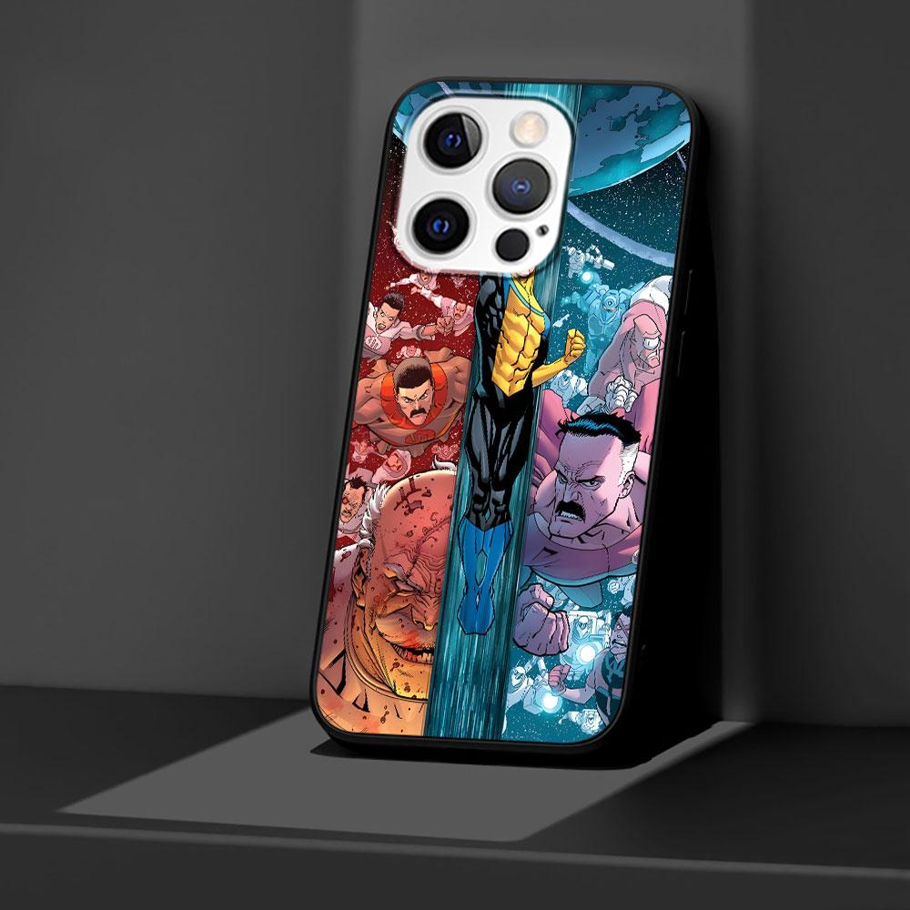 Invincible Case for Apple iPhone 14 11 16 Plus X XS 13 12 Mini XR 15 Pro Max Silicone Black Soft Phone Cover