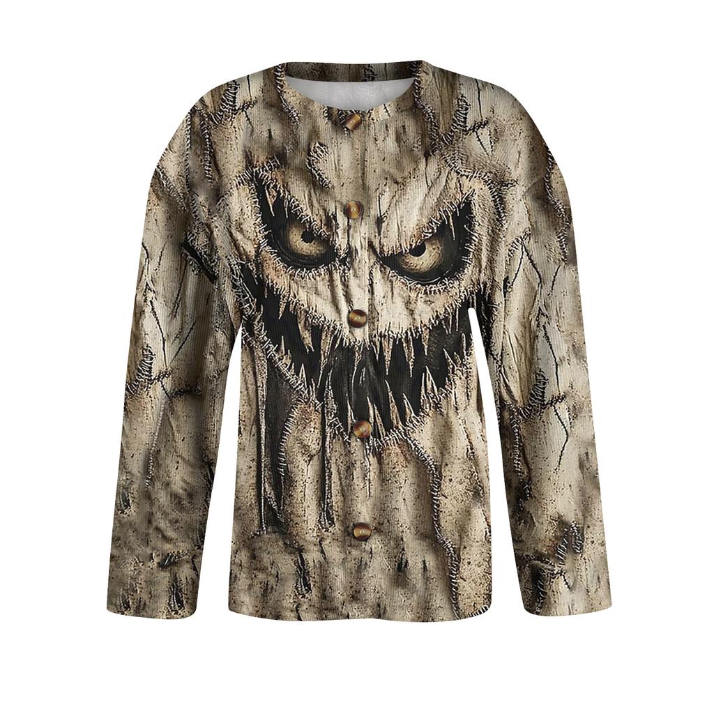 Women's Fashion Printed Long Sleeve Knitted Cardigan Button Down Jacket