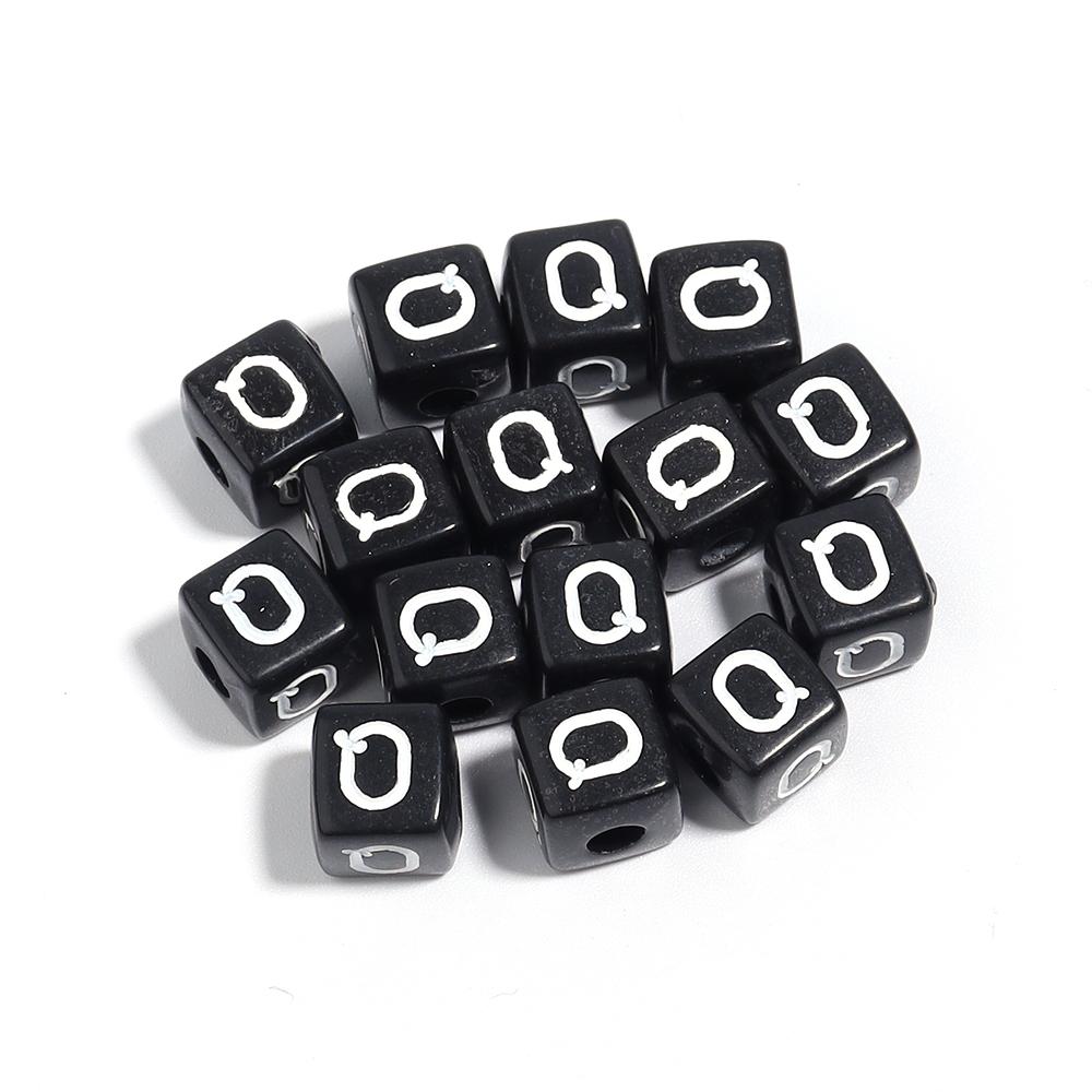 50-100 Stück Schwarze Acryl Buchstabenperlen A-Z Alphabetperlen Würfel Abstandshalterperlen Für DIY Armband Halskette Schmuckherstellung Zubehör