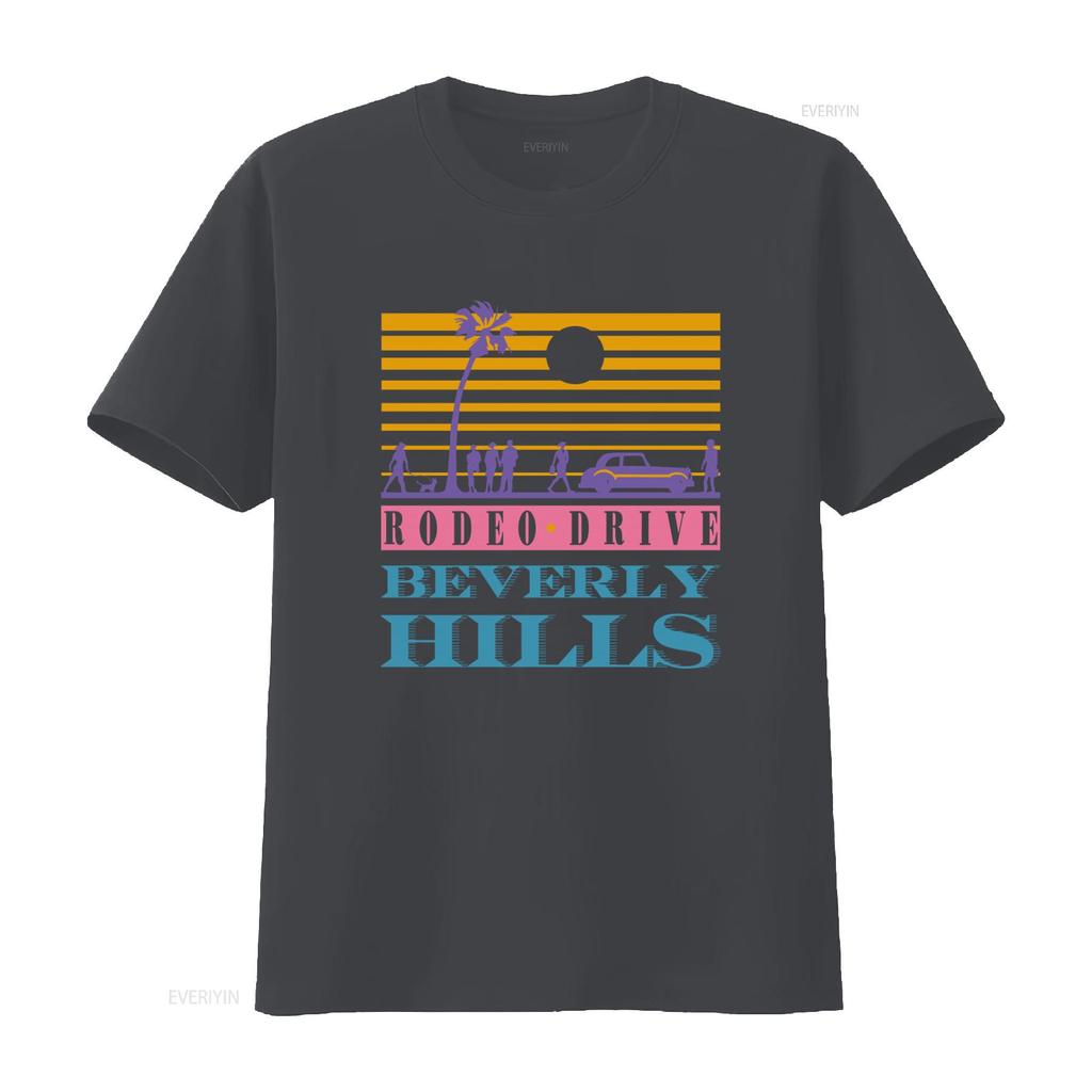 Vintage 80s Style Beverly Hills Rodeo Drive Print T Shirt for Men Size M vintage Washed Stylish Casual Unisex Soft