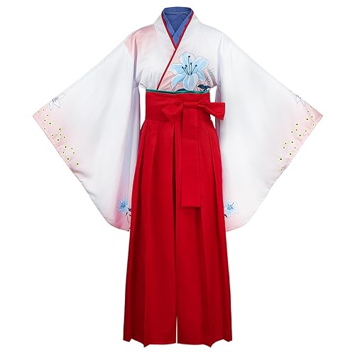 

[Hosaku Co., Ltd.] Taisho Roman Hakama Kimono for Girls, Courtesan Yukata Cosplay, Cute Retro Floral Lolita Summer Festival One Size Fits All