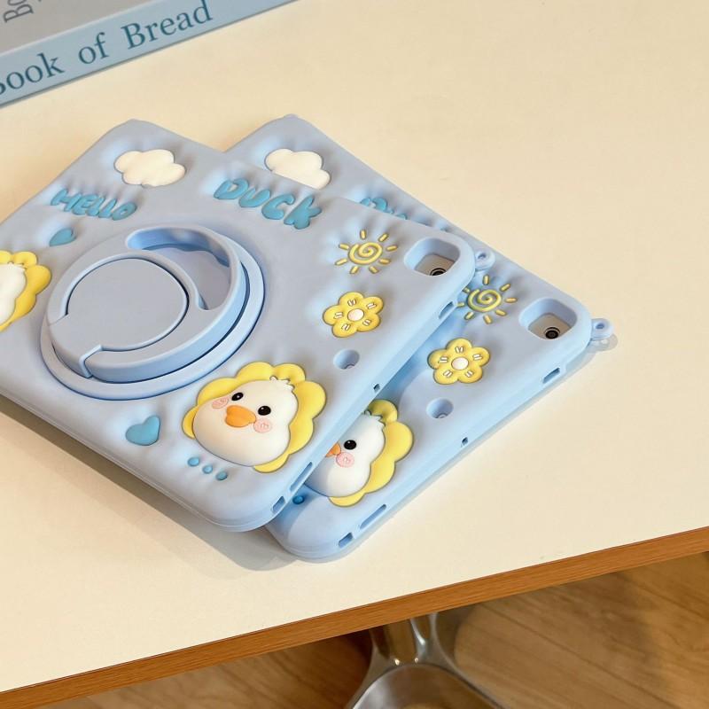 Cartoon Duck Silicone Case IPad 10 With Rotating Stand Shockproof Soft Cover Mini 6 Anti-Scratch Animal Design