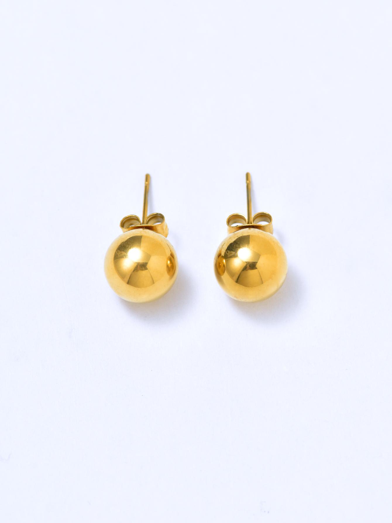 

1 Pair of Stainless Steel Gold and copper Simple Round Ball Stud Earrings are suitable as everyday, holiday accessories or gift