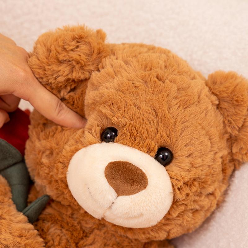 30cm Creative Cartoon Rose Bear Plush Doll Brown Pink Curly Animal Bear Plush Toy Home Decor Valentine's Day Gift for Girlfriend