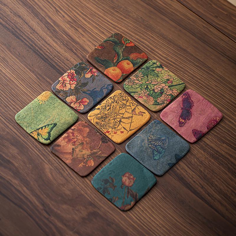 Chinese Style Double-sided Waterproof Silk Coaster - Heat Insulation Pad for Tea Ceremony & Home