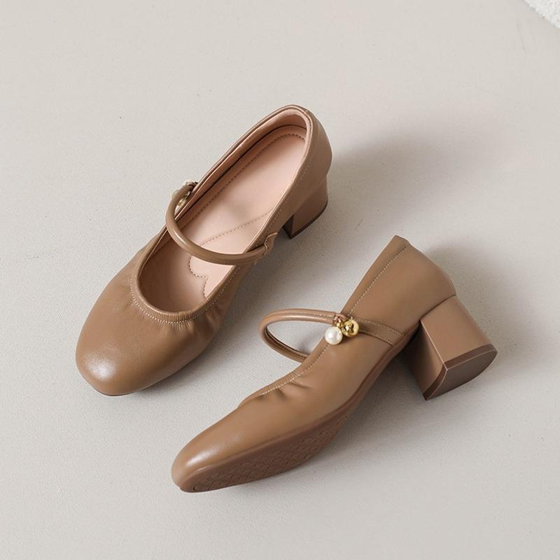 2025 Square Toe Shallow Woman Shoes Slip On Pleated Med Heels Shoes for Womens Elegant Pumps Autumn Ladies Shoes