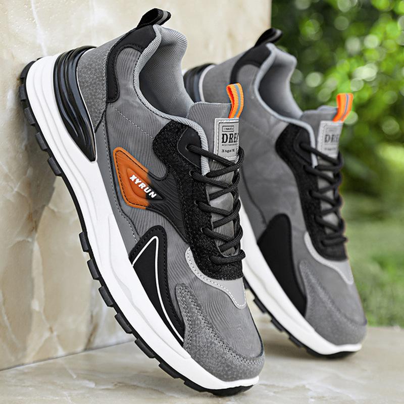 Men's shoes spring and summer sports shoes men's 2026 new leather waterproof and non-slip black casual shoes men's running dad shoes