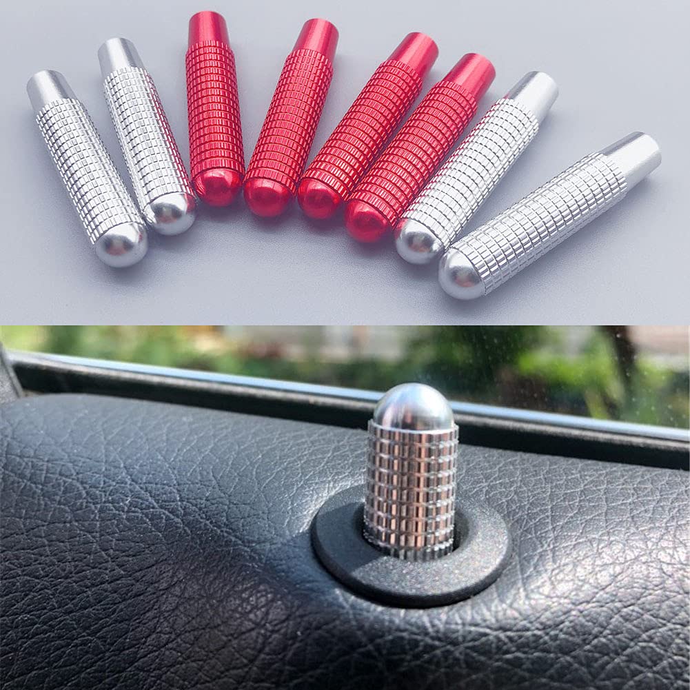 Car Door Lock Pin Knob Button Covers for and GLC 4-Piece Mercedes-Benz W205, W166, W213, C, GLE, (Silver)