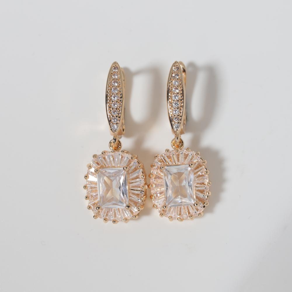 1 Pair Luxury Square Dangle Earrings for Women Zirconia Earring Jewelry Wedding Party Accessories