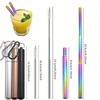 Reusable Telescopic Straw 304 Stainless Steel Metal Straw With Cleaning Brush Portable Drinking Straw Set For Travel With Case
