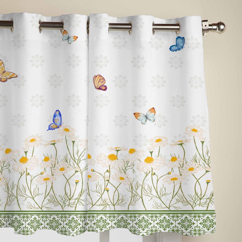 Vintage Pattern Daisy Butterfly Window Curtains for Living Room Luxury Bedroom Curtain Kitchen Blinds Drapes Curtains