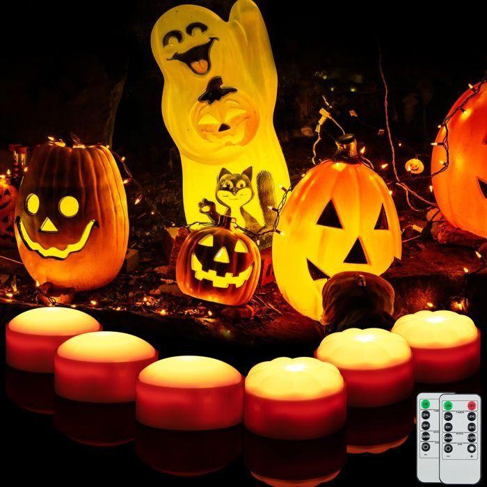 Bougie LED - AIMOONSA - Jack-O’-Lantern - Effet flamme scintillante - 16 couleurs RGB/RGBW - Télécommande & minuterie