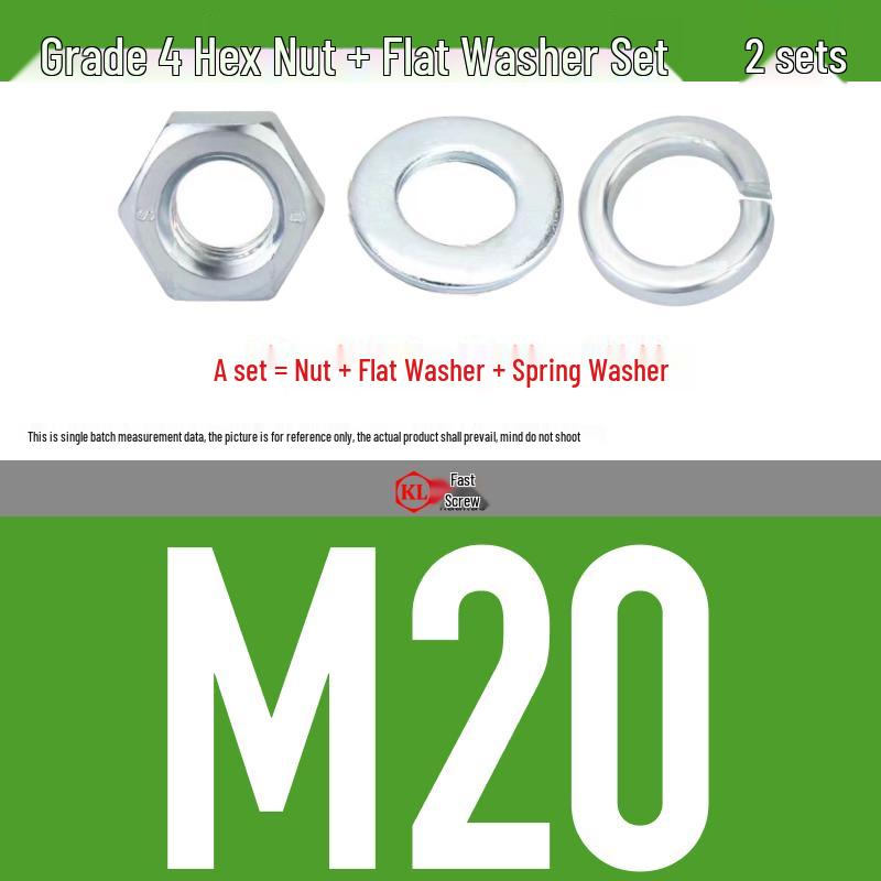 Galvanized Hex Nuts, Flat Washers, Spring Washers in M2-M48, Blue and White Zinc Coated