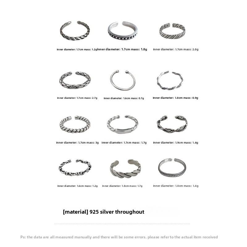 Vintage Combination Thin Ring Female Personality Hip Hop Niche Cold Wind Index Finger Ring