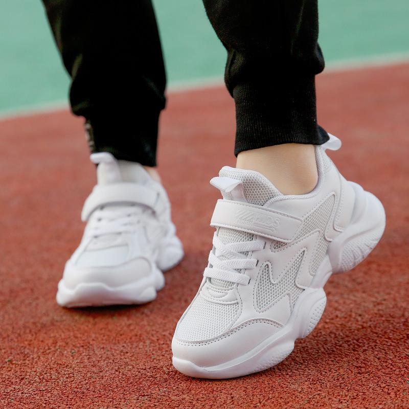 Spring Hot Student Sports Shoes Lightweight Non-slip Breathable Outdoor Casual Shoes Boys and Girls Running Shoes Children's White Shoes