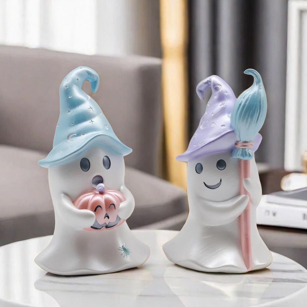 Halloween Ghost Figurine Resin Decor for Home Garden Party Holiday Decorations Living Room Ornament