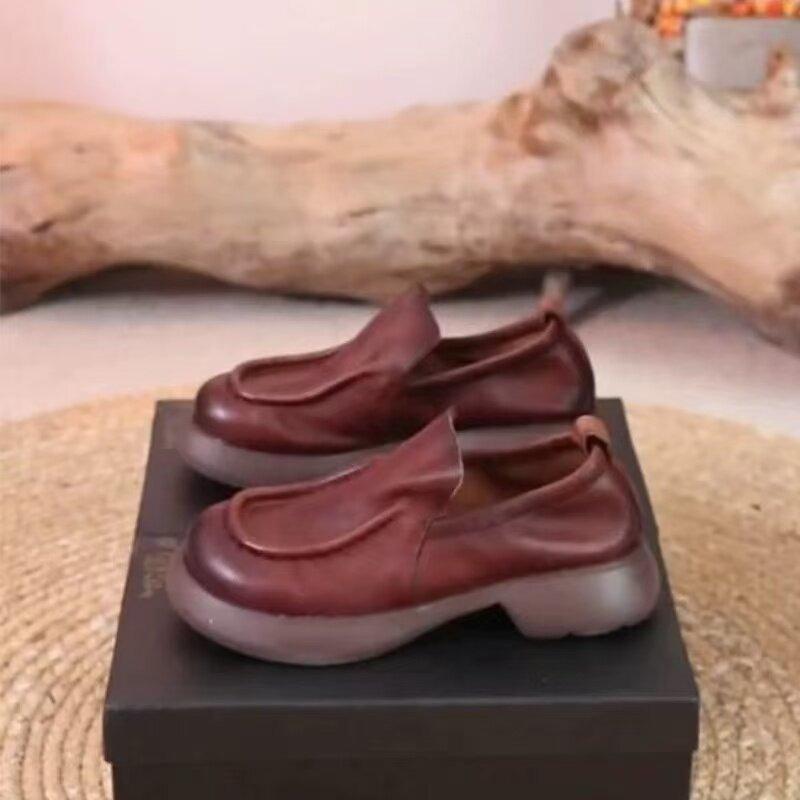 Autumn new one-pedal soft-soled shallow-mouth women's fashion simple single shoes versatile small leather shoes