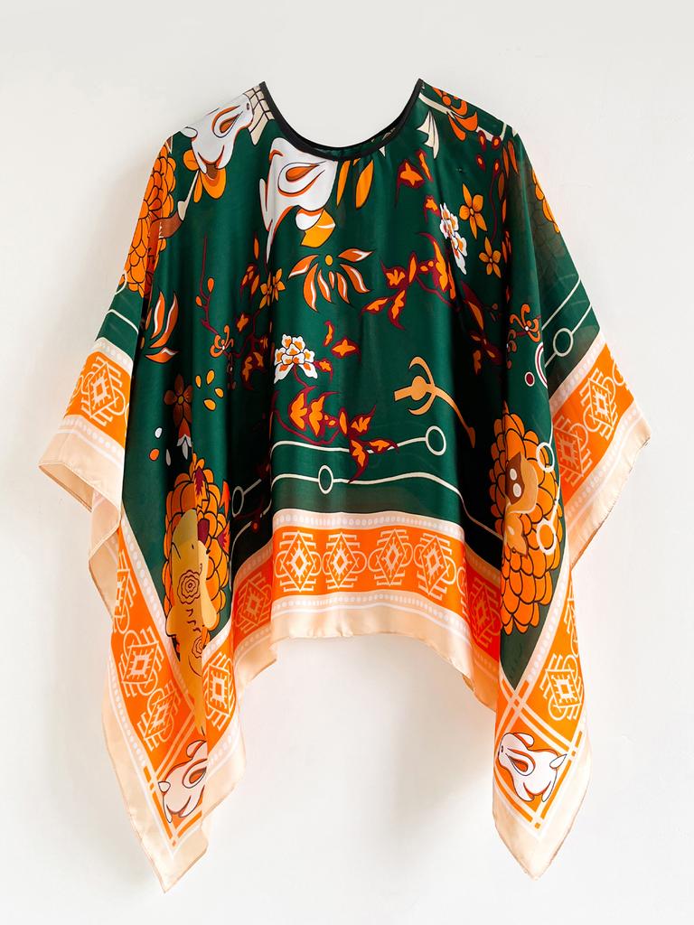 110Cm Luxury  Design Flower Large Square Scarf Faux Silk Scarf Women'S Square Scarf Ladies Fashion Shawl Echarpe
