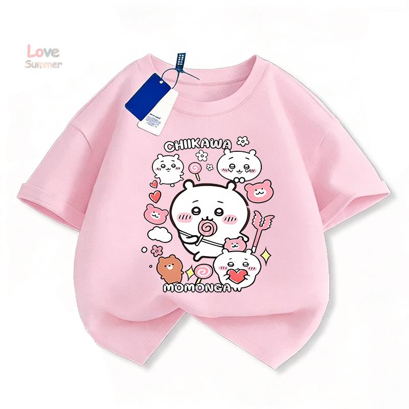 T-shirt estiva 2026 Chiikawa Ragazza e Ragazzo Hachiware Casual Manica Corta Regalo Perfetto per Bambini dai 4 ai 14 Anni Trendy per Streetwear