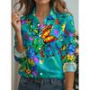 2026 Autumn New 3D Floral Print Blouse Ladies Long Sleeve Button Laple Loose Shirt Tops Casual Fashion Spring Women's Clothing