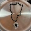 Forever Love Heart Shape Pendant Women Necklace Metal Heart Epoxy Resin Beads Charm Beaded Link Chain Girls Necklace Jewelry