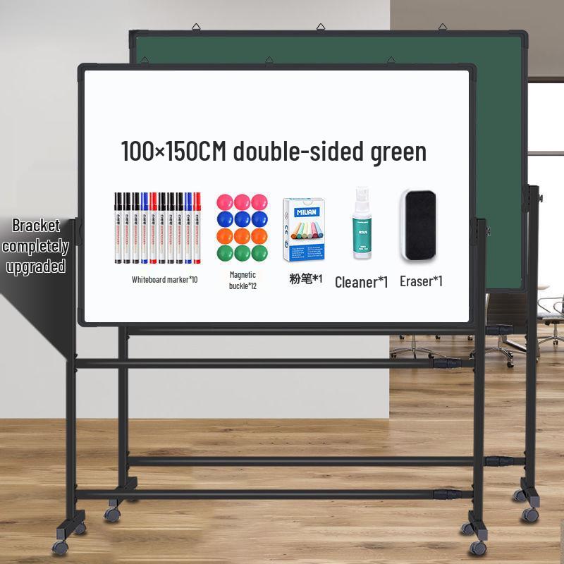 Double-Sided Mobile Easel Whiteboard/Blackboard for Home or Office Use