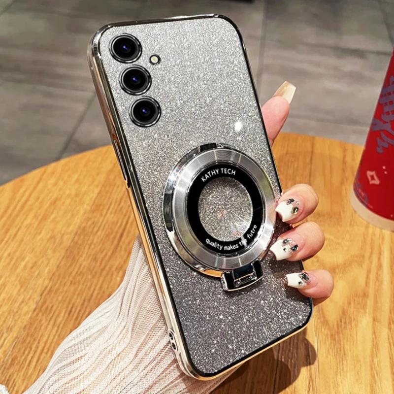 Custodia per telefono con supporto magnetico con placcatura glitterata per Huawei Honor X8B X8 HonorX8 X 8 X8A 8X X9 X9A X9B X7 X7A X7B X6 X6A Supporto Cover
