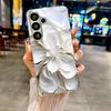 Edge White Flower Silver Phone Case For Samsung A30s A31 A32 A34 A36 A37 A50 A51 A52 A53 A54 A55 A56 A57 A71 A72 A73 Glass Cover