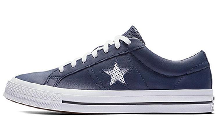 Converse One Star Низкие кеды из перфорированной кожи Темно-синие 158463C 35