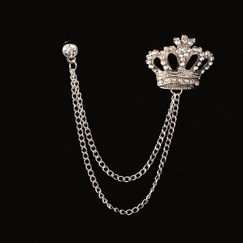 Korean Luxury Rhinestone Crown Brooch Pin Men's Brooches Jewelry Garment Accessories for Men Jewelry Accessories